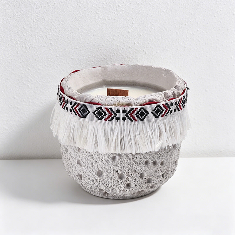 CouldNook Bohemian Fringe Scented Candle - Textured Wabi-Sabi Decor