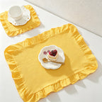 CouldNook French Style Cotton Ruffled Napkins & Placemats – Reusable Table Linens for Dining & Decor