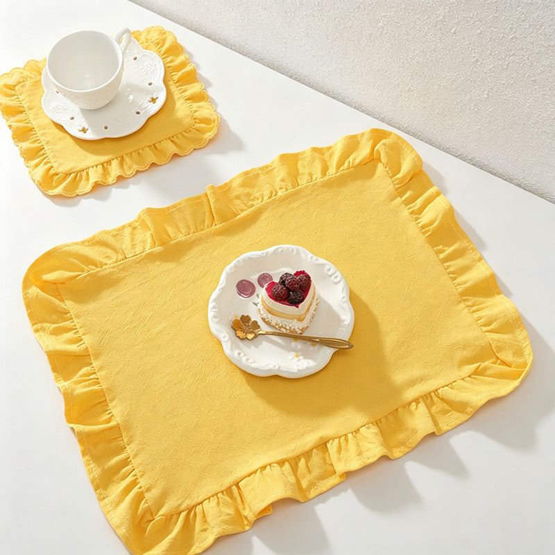 CouldNook French Style Cotton Ruffled Napkins & Placemats – Reusable Table Linens for Dining & Decor