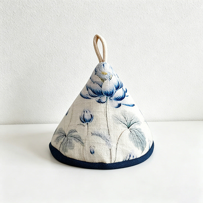 CouldNook Cotton Linen Triangle Pot Holder - Elegant Botanical Mini Mitt