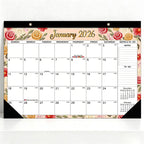 English 2026-2027 Wall Calendar - Floral Art Monthly Planner