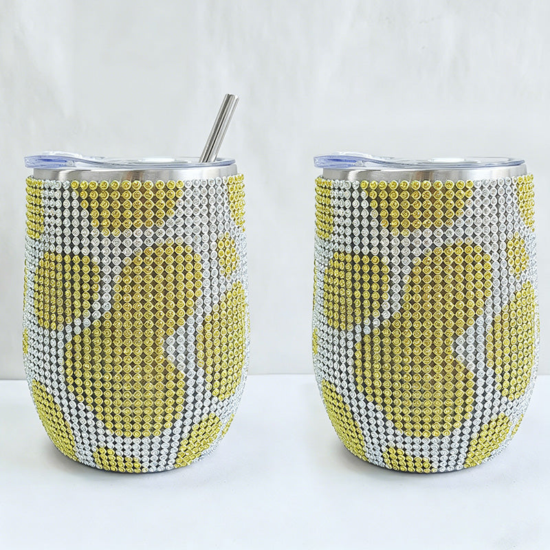 CouldNook 12oz Bling Rhinestone Stemless Wine Tumbler - Clear Lid & Straw (Solid Color Series)