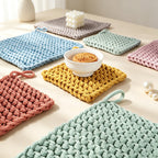 CouldNook Chunky Knit Cotton Trivet - Hand-Woven Square Heat Pad
