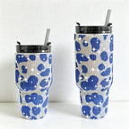 CouldNook 20/30oz Bling Rhinestone Car Tumbler - No Handle, Black Lid (Cow Print Series)