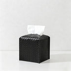 Woven PU Tissue Box - Leather Texture Square Napkin Holder
