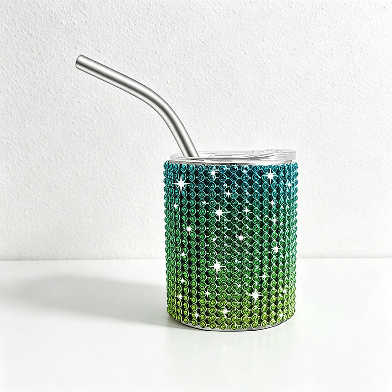 CouldNook Tumbler-3oz Rhinestone Straight Insulated Tumbler with Straw Mini Shot Glass Portable Car Cup
