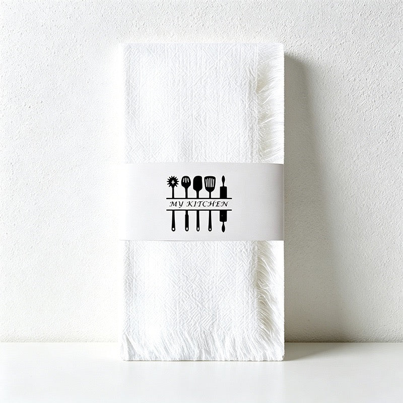 CouldNook Fringed Cotton Linen Napkin - Rustic Wabi-Sabi Dining Cloth