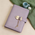 CouldNook Faux Leather Heart Lock Loose-Leaf Notebook
