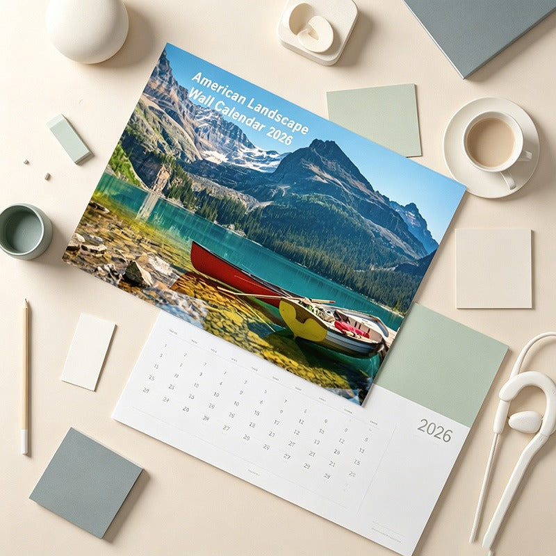 2026 American Landscape Wall Calendar, A3 Size, 12-Month Hanging Monthly Planner