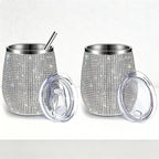 CouldNook 12oz Bling Rhinestone Stemless Wine Tumbler - Clear Lid & Straw (Solid Color Series)