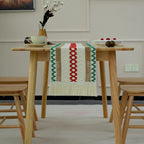 CouldNook Farmhouse Cotton Linen Table Runner - Rustic Boho Woven Macrame Mat
