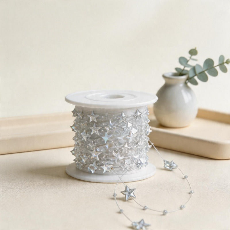 Clear Star Bead Garland Wall Decor -  Crystal Style Chain