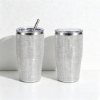 CouldNook 12oz Bling Rhinestone Stemless Wine Tumbler - Clear Lid & Straw (Solid Color Series)