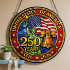 CouldNook Suncatcher-USA 250th Anniversary Statue of Liberty Stained Glass Sun Catcher Hanging Ornament
