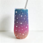 CouldNook Rhinestone Tumblers-6oz Stainless Steel Vacuum Insulated U-Shaped Eggshell Coffee Cup with Straw