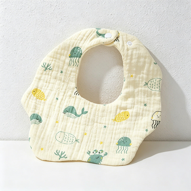 CouldNook Premium Muslin Cotton Baby Bib - Reversible 6-Layer Petal Drool Apron（Set of 10）