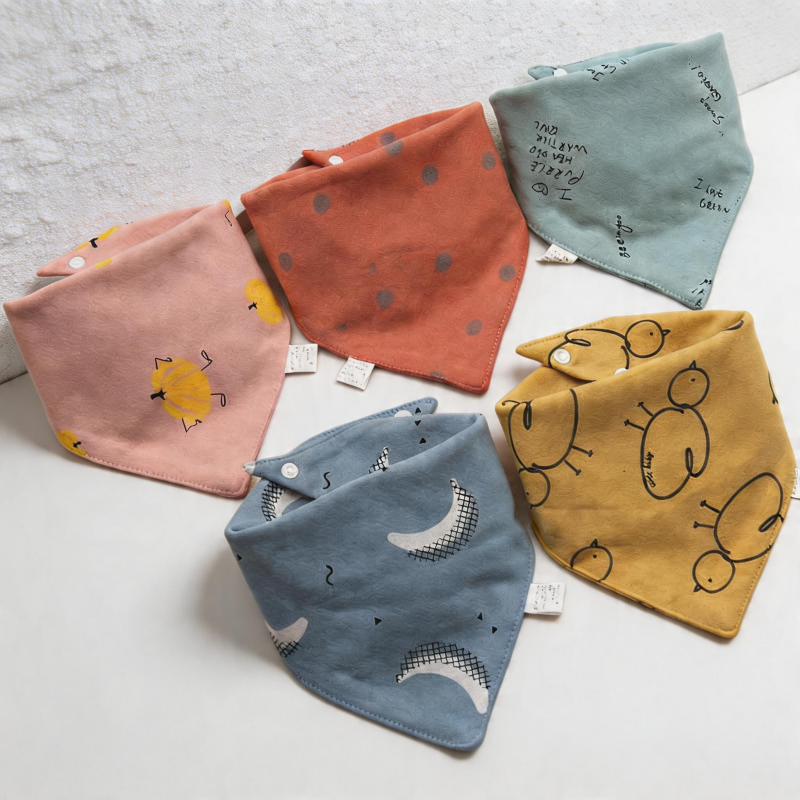 CouldNook Premium Cotton Baby Bandana Bibs - Pumpkin Moon Soft Series (5-Pack)