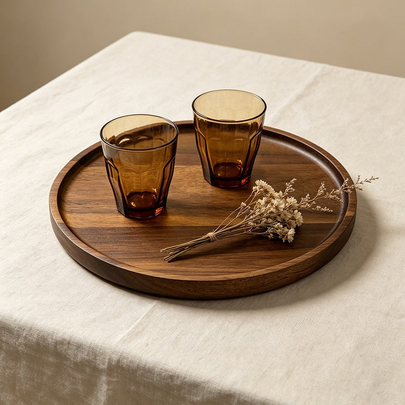 Acacia Wood Round Serving Plates - 2 Sizes for Food, Tea & Tabletop Use