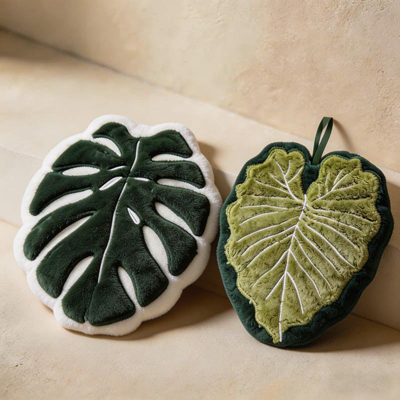 CouldNook Tropical Botanical Leaf Hanging Hand Towel - Soft Monstera Decor