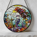 CouldNook Suncatcher-Mermaid Stained Glass Style Glass Sun Catcher Hanging Ornament