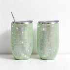 CouldNook 12oz Bling Rhinestone Stemless Wine Tumbler - Clear Lid & Straw (Solid Color Series)