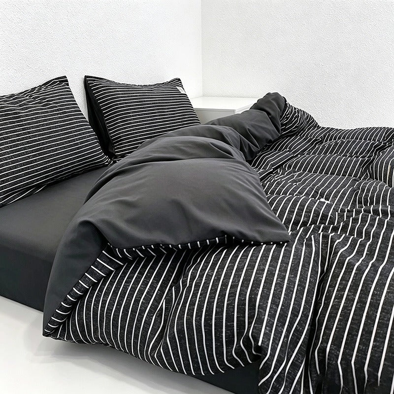 CouldNook Modern Striped Duvet Cover - Ultra-Soft Washed Cotton Feel Bedding