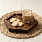 Acacia Wood Hexagonal Serving Plates- Versatile Tray for Tea, Snacks & Decor
