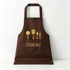 Cooking Utensil Print Waterproof Backband Apron - PVC Kitchen Apron
