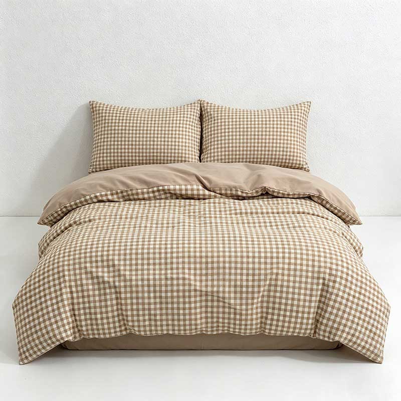 CouldNook Minimalist Gingham Duvet Cover - Ultra-Soft Washed Cotton Feel Bedding