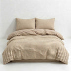 CouldNook Minimalist Gingham Duvet Cover - Ultra-Soft Washed Cotton Feel Bedding