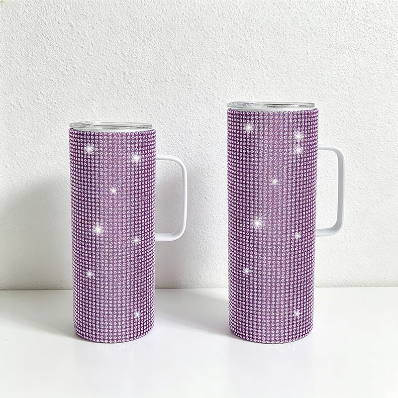 CouldNook 20/30oz Rhinestone Tumbler-Stainless Steel Vacuum Insulated Straight Body Cup with Handle