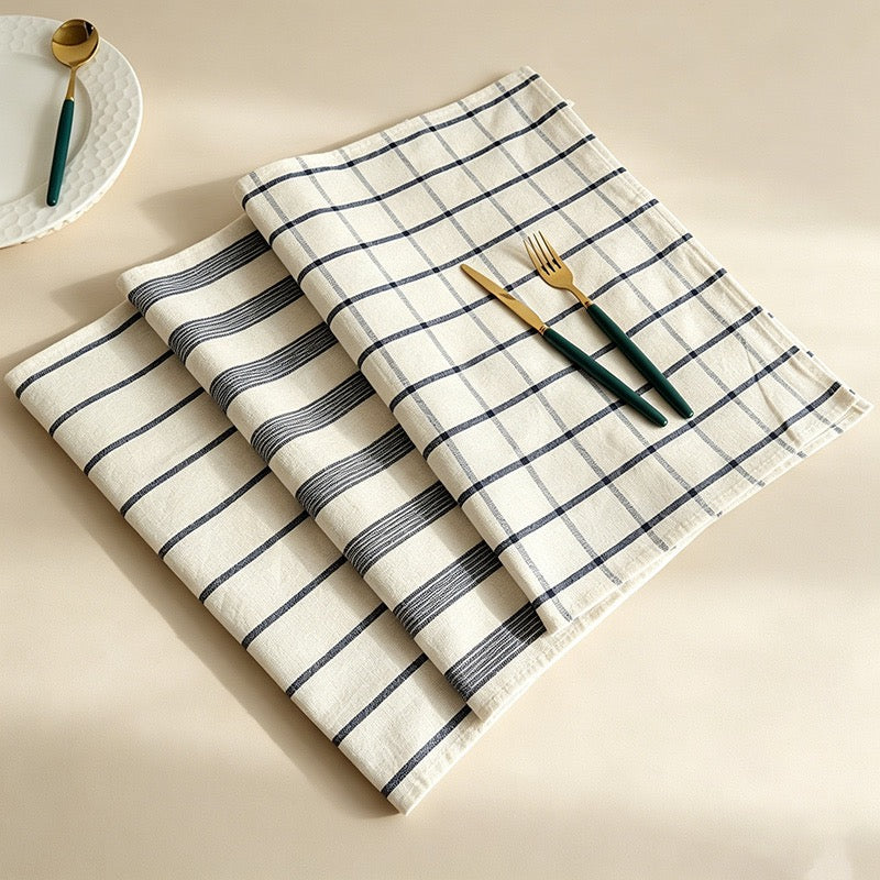 CouldNook Kitchen Towels-100% Cotton Yarn-Dyed Tea Towels with Blue Patterns