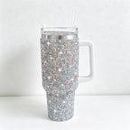 CouldNook 40oz Rhinestone Tumbler-Stainless Steel Vacuum Insulated Ice Tumbler with Handle & Straw