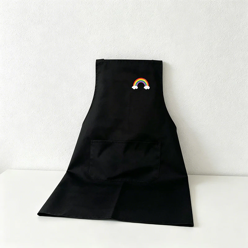 Solid Color with Printed Pattern Backband Apron - PVC Waterproof Kitchen Apron