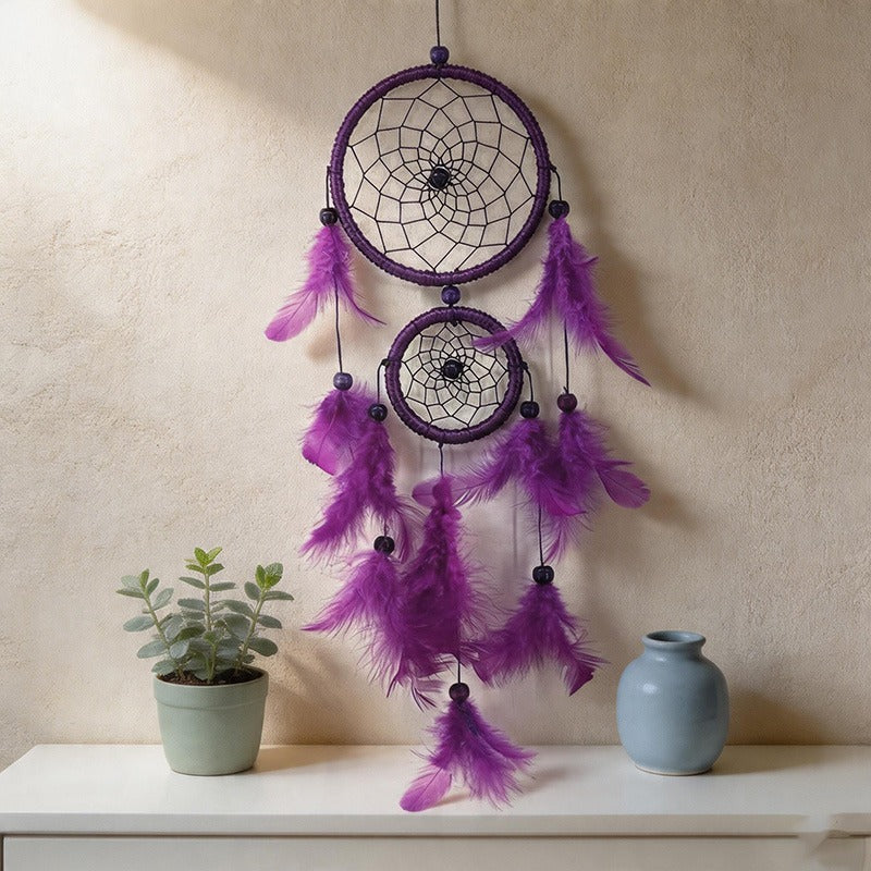 CouldNook Dreamcatcher-Double Ring Handmade Feather Dream Catcher Wind Chime