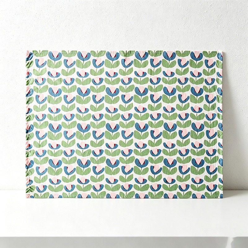 CouldNook Printed Cotton Tea Towel - Cottagecore Floral Dining Napkin