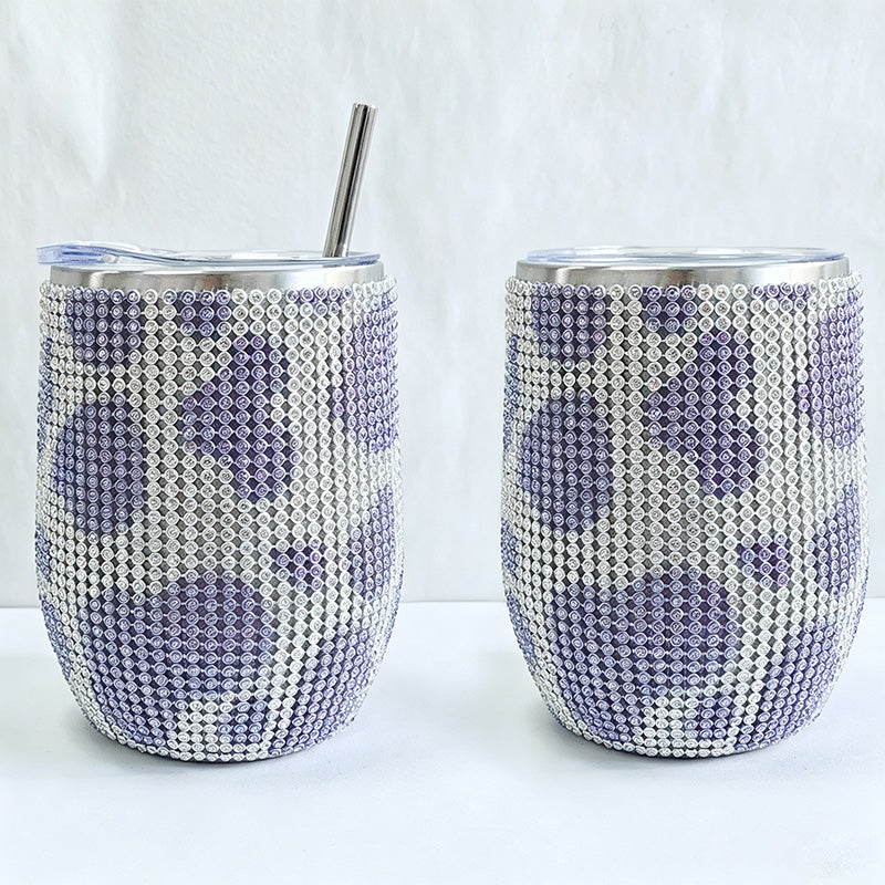 CouldNook 12oz Bling Rhinestone Stemless Wine Tumbler - Clear Lid & Straw (Solid Color Series)