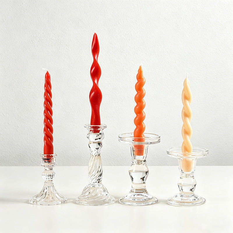 Spiral Taper Candle Set - Set Of 4 Assorted Twisted Candles in Gift Box