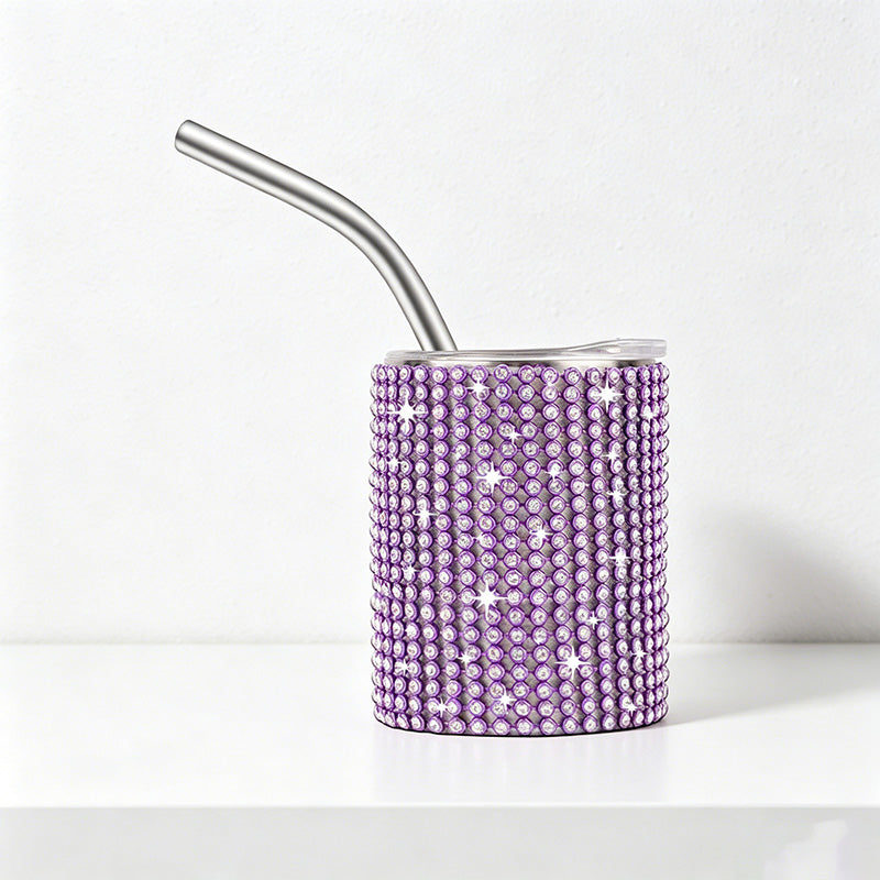 CouldNook Tumbler-3oz Rhinestone Straight Insulated Tumbler with Straw Mini Shot Glass Portable Car Cup