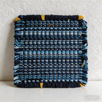CouldNook Minimalist Hand-Woven Cotton Coaster - Starry Blue Square Mug Mat