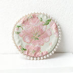 CouldNook Vintage Oriental Brocade Coaster - Luxury Pearl-Edged Teacup Mat
