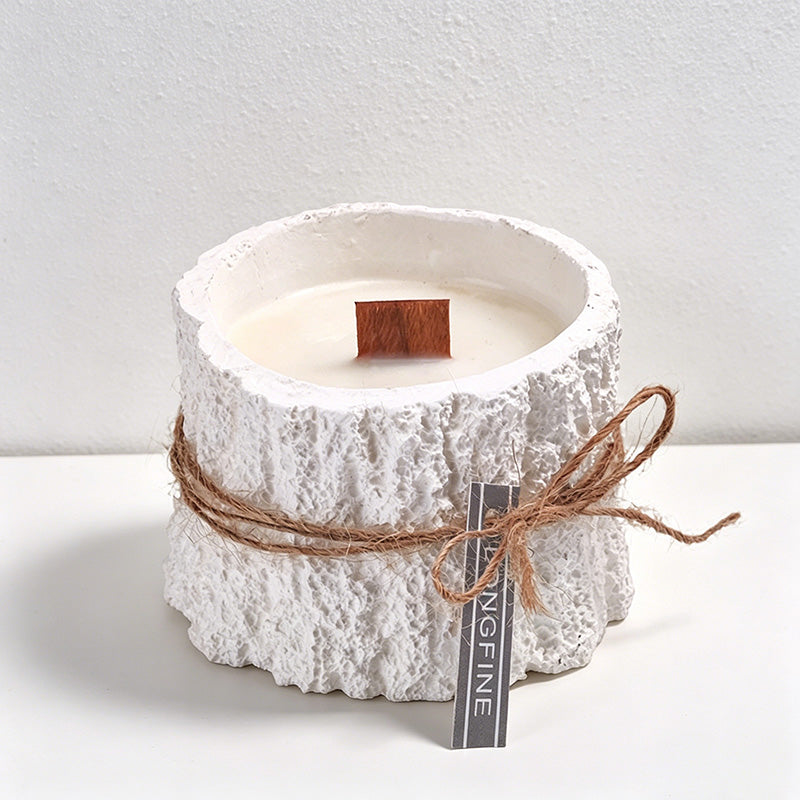 CouldNook Mini Tree Stump Scented Candle - Rustic Bark Wooden Wick Decor