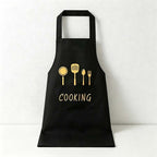 Cooking Utensil Print Waterproof Backband Apron - PVC Kitchen Apron