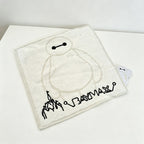 CouldNook Pure Cotton Yarn-Dyed Jacquard Embroidered Small Square Towel-Cute Artistic Hand Towel