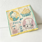 CouldNook Pure Cotton Yarn-Dyed Jacquard Embroidered Small Square Towel-Cute Artistic Hand Towel