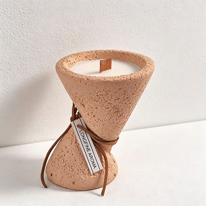 CouldNook Minimalist Concrete Hourglass Candle - Quiet Luxury Sculptural Decor