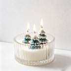 CouldNook Winter Forest Christmas Tree Scented Candle - Ribbed Glass Jar Aromatherapy Gift
