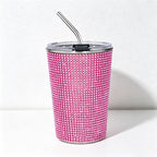CouldNook 17oz Rhinestone Tumbler-Stainless Steel Insulated Straight Body Cup with Straw