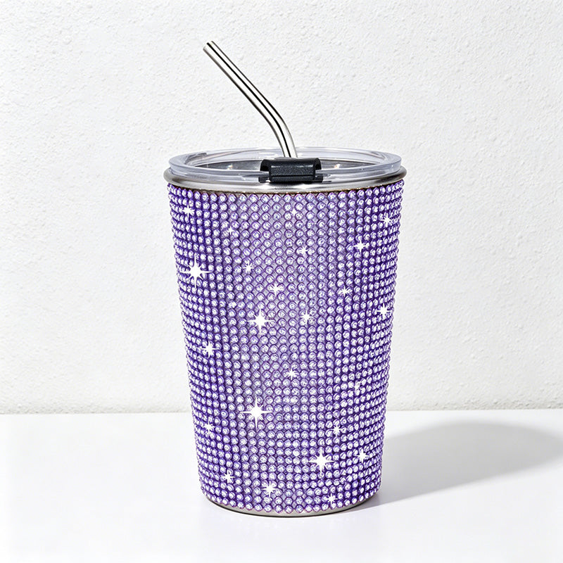 CouldNook 17oz Rhinestone Tumbler-Stainless Steel Insulated Straight Body Cup with Straw