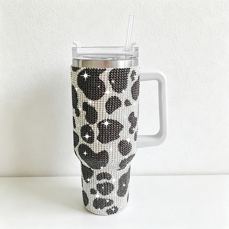 CouldNook 40oz Rhinestone Tumbler-Stainless Steel Vacuum Insulated Ice Tumbler with Handle & Straw
